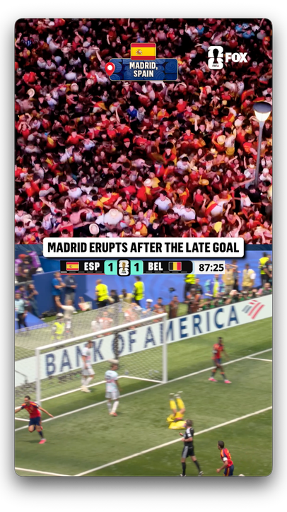 The Spanish fans in Madrid are going WILD after Merino's go-ahead goal 🇪🇸