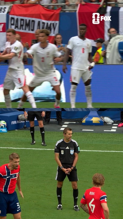 Norway nearly regained the lead over England, but a foul was called on Haaland after VAR review