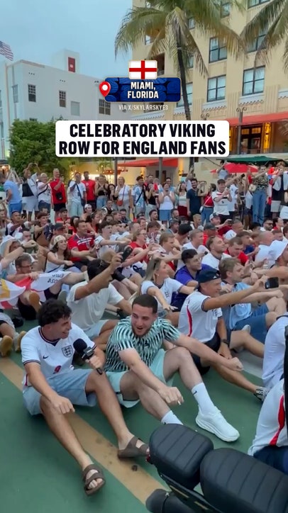 England fans have taken over the Viking Row after defeating Norway