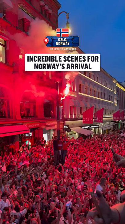 The Norway players' view was WILD as they arrived in Oslo