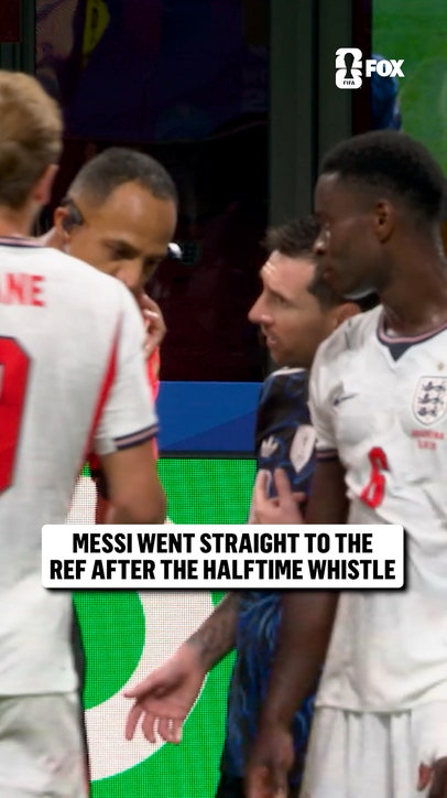 Messi wasted no time finding the referee at the end of the first half