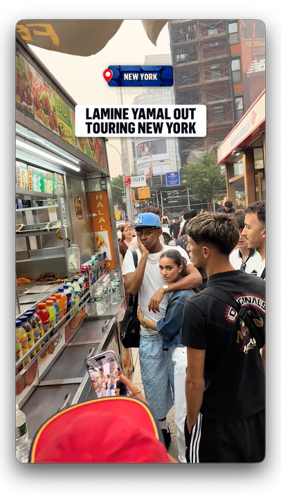 Lamine Yamal sighting in New York ahead of the final 👀(via TT/madinthecity1)