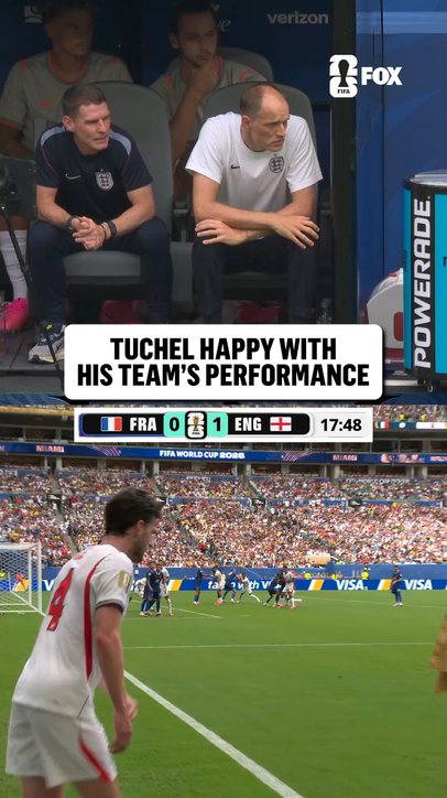 England manager Thomas Tuchel applauds his team after they take a quick 2-0 lead over France