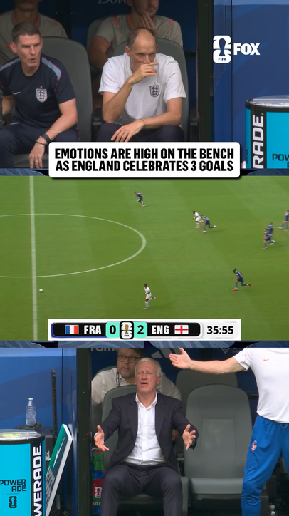 Polar opposite reactions to England's third goal
