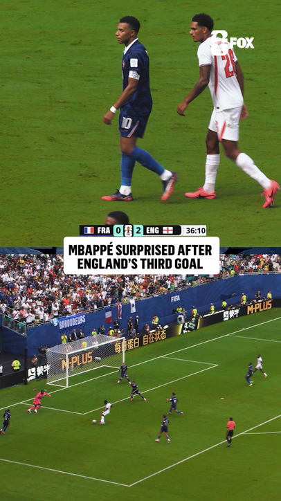 Kylian Mbappé couldn't believe this third England goal