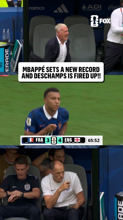 Deschamps is HYPE after Mbappé becomes the all-time top goalscorer in FIFA World Cup history 🇫🇷