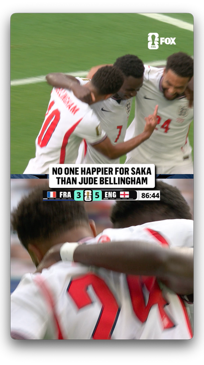 Jude Bellingham was absolutely thrilled to see Saka complete his hat trick