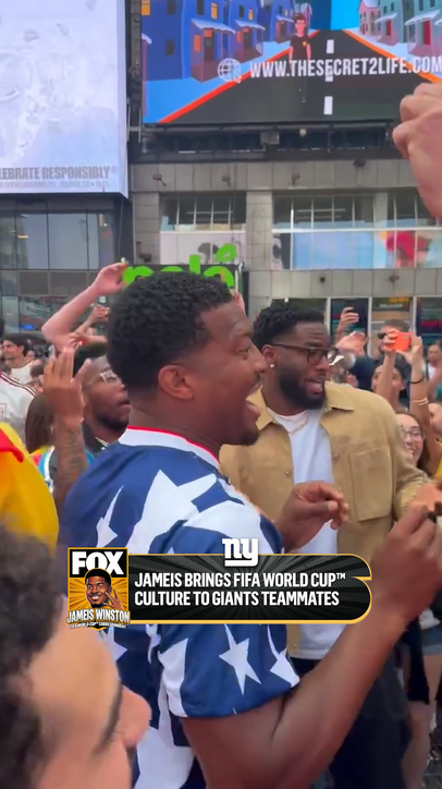 Jameis is already partying ahead of the Final with NY Giants teammates Brian Burns and Tyrone Tracy Jr.