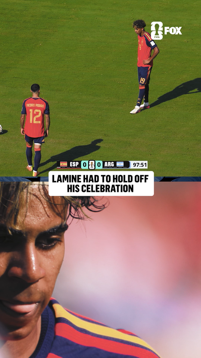 Lamine thought he got this free kick past Emiliano Martínez