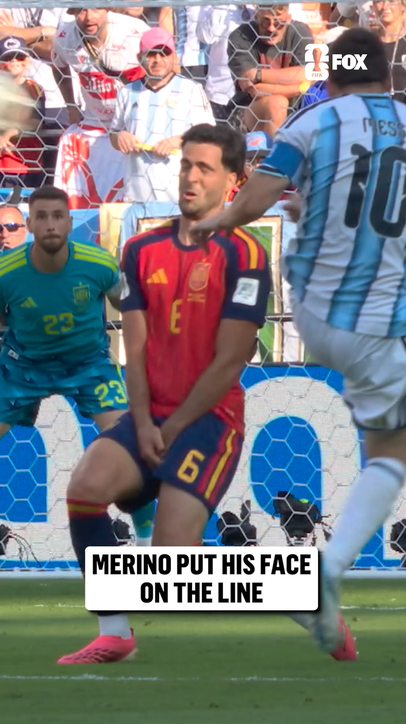 Mikel Merino gets ALL of this ball from Messi 😳