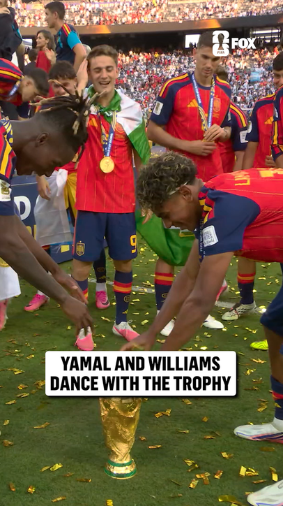 Pure joy from Nico Williams and Lamine Yamal after winning the FIFA World Cup 🏆