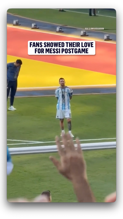 Messi takes it all in as fans still chanted his name despite the loss (via X/AwaaraHoon)