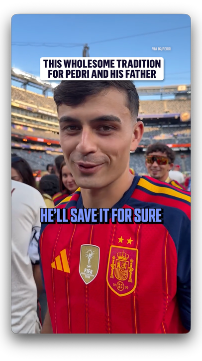 Pedri's father dreamed of becoming a professional goalkeeper. After every title, Pedri pays tribute to him by taking a penalty against him, continuing the tradition at this FIFA World Cup. (via IG/pedri)