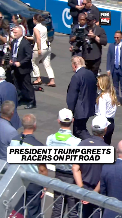 President Trump greets racers on pit road