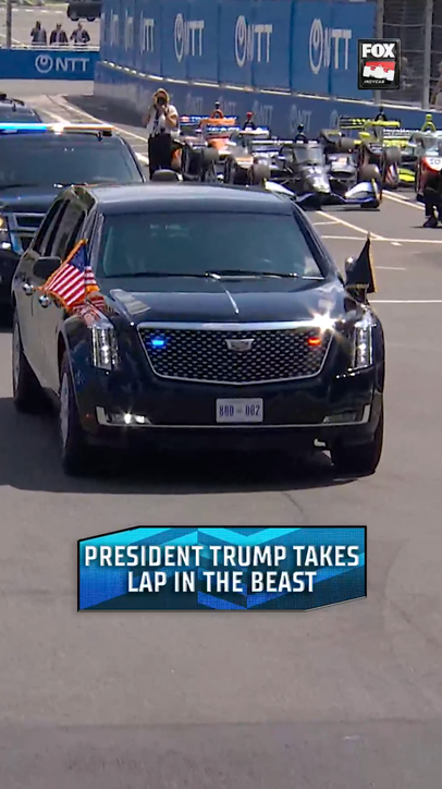 President Trump takes a lap in the Beast