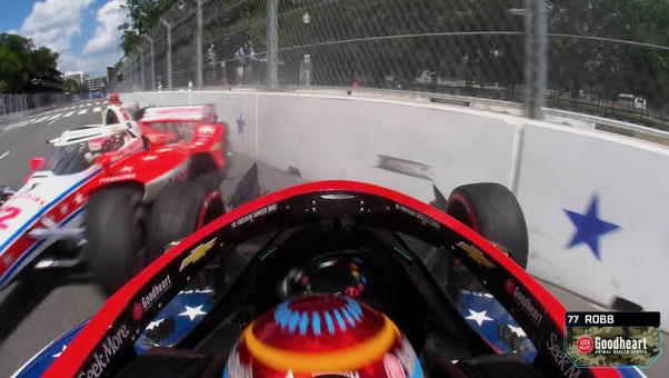 David Malukas Hits Wall Before Sting Ray Robb Collides With His Car 🏁 INDYCAR on FOX
