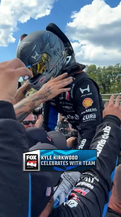 Kyle Kirkwood celebrates winning the Freedom 250 👏