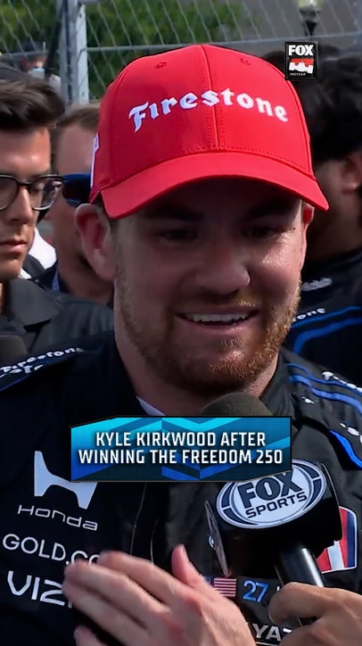 Kyle Kirkwood after taking the checkered flag at Freedom 250 🏁