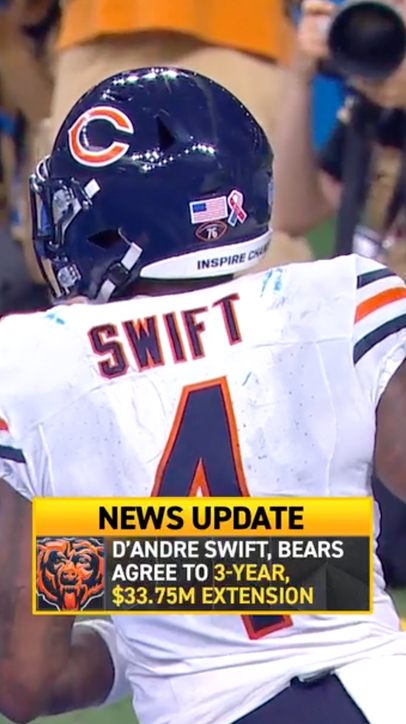 D’Andre Swift and the Bears have agreed to a 3-year, $33.75M extension, per multiple reports