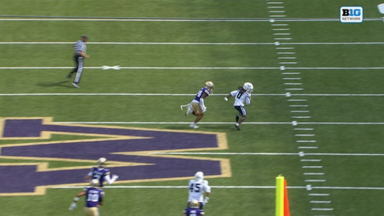 Utah State's Javon Robinson catches a 78-yard touchdown to take the lead vs Washington
