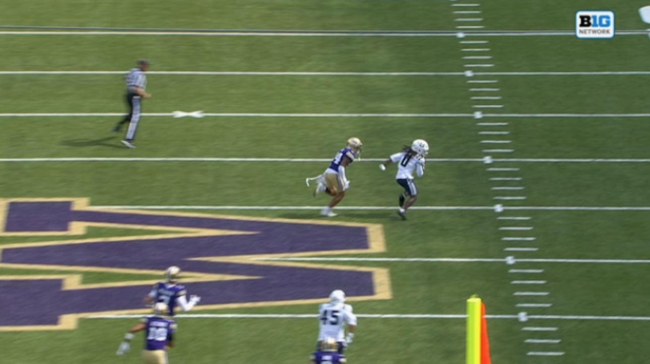 Utah State's Javon Robinson catches a 78-yard touchdown to take the lead vs Washington