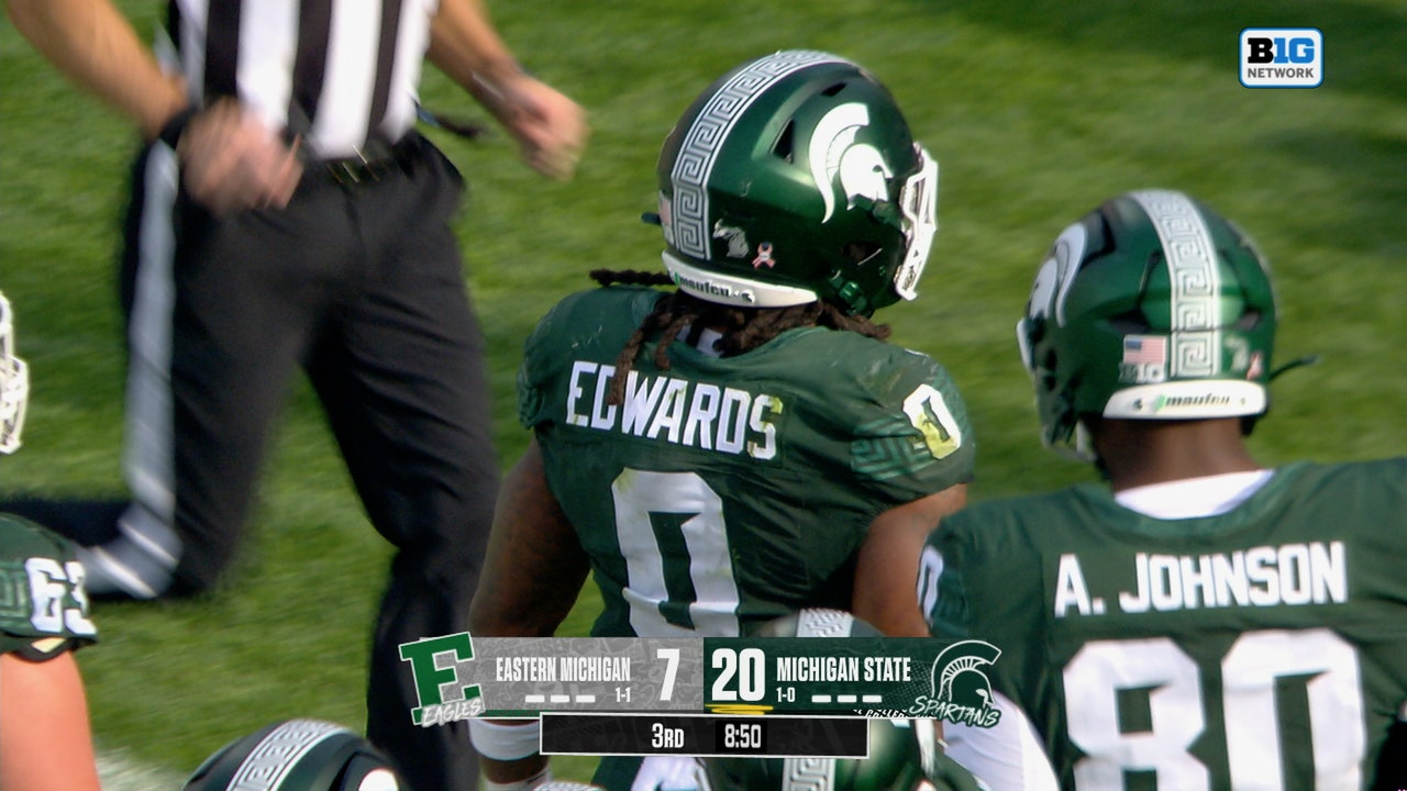 Cam Edwards rushes for second TD of the game, extending Michigan State's lead over Eastern Michigan