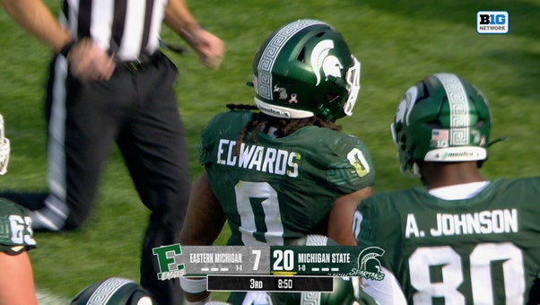 Cam Edwards rushes for second TD of the game, extending Michigan State's lead over Eastern Michigan