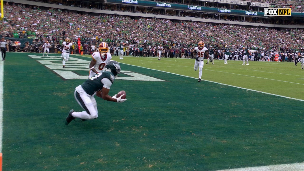Eagles' Dontayvion Wicks catches 9-yard TD to extend lead over Commanders | NFL Highlights