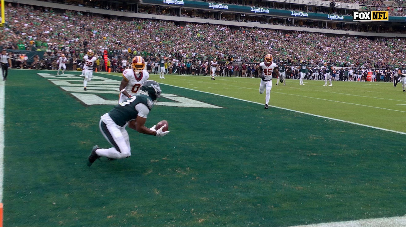 Eagles' Dontayvion Wicks catches 9-yard TD to extend lead over Commanders | NFL Highlights