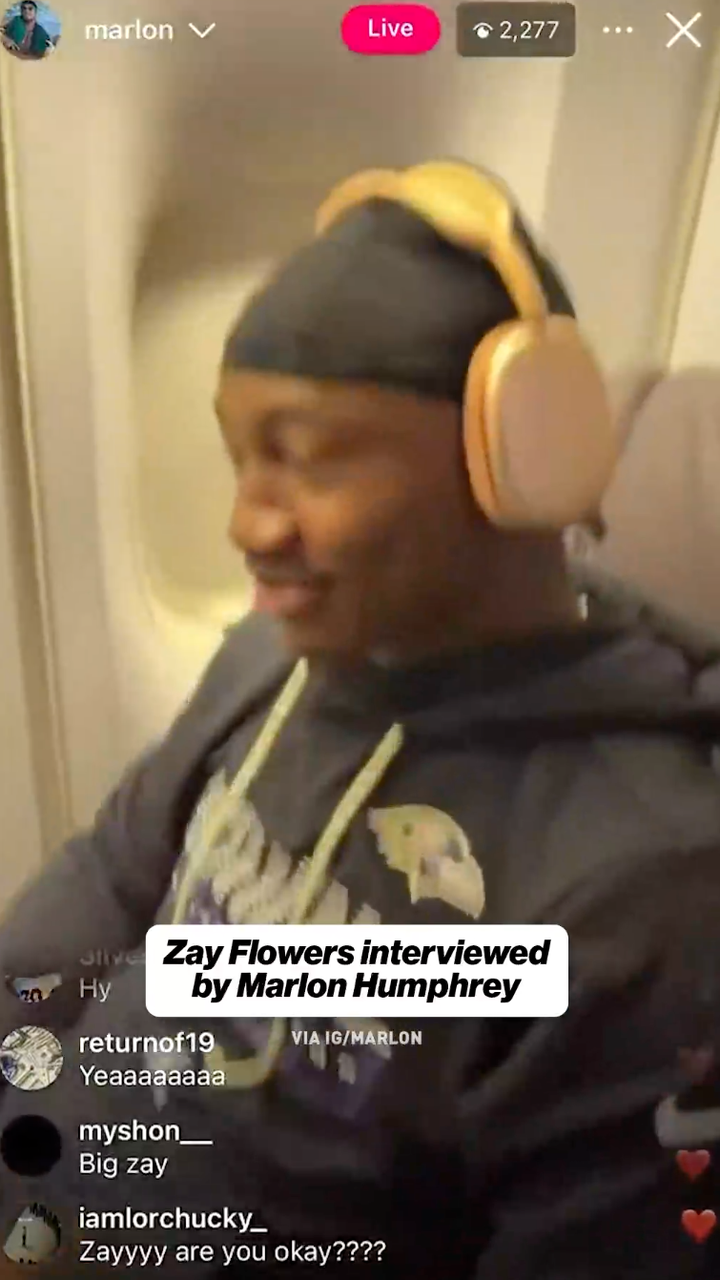Marlon Humphrey interviewed his teammate Zay Flowers after his dominant first half performance