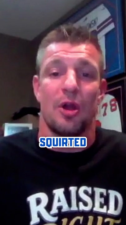 Pinto Ron got squirted on again 🤣 Gronk relishes in the glory of this unique tradition