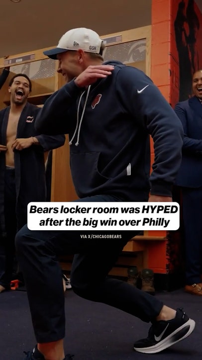 The Bears locker room was HYPED after their win over the Eagles 🔥