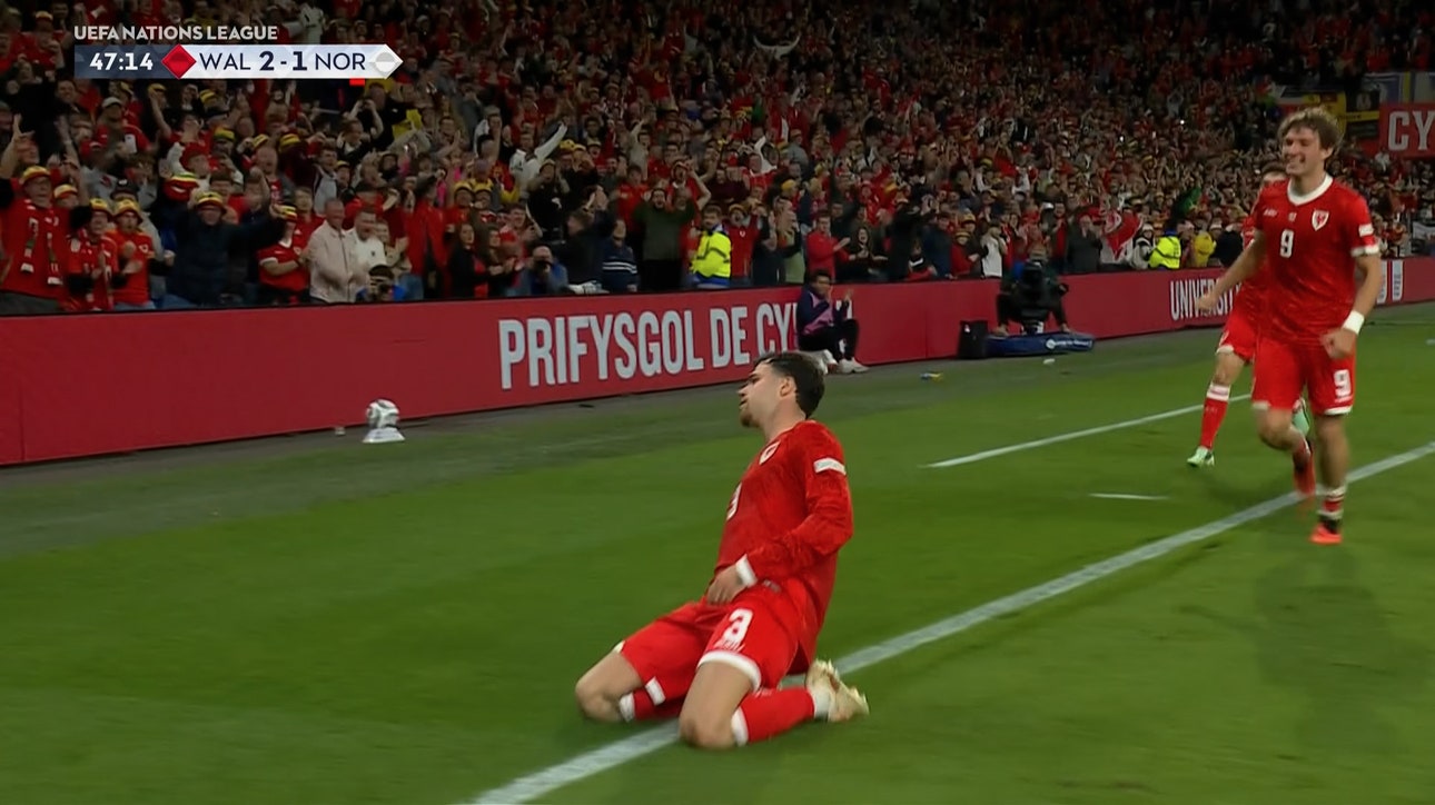 Torbjørn Heggem's red card leads to Neco Williams free kick goal, giving Wales the lead over Norway