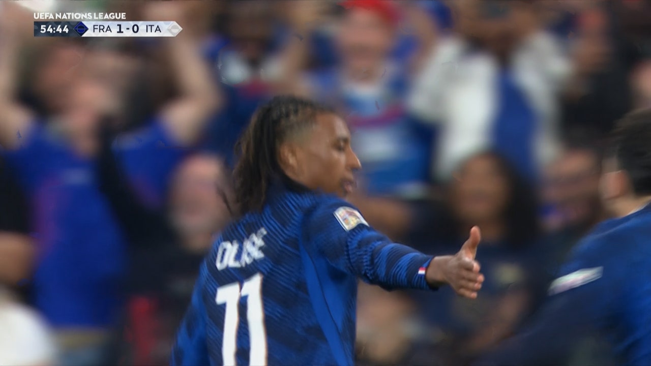 Michael Olise scores BEAUTIFUL free kick goal, giving France lead over Italy