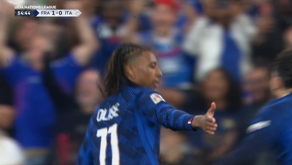 Michael Olise scores BEAUTIFUL free kick goal, giving France lead over Italy