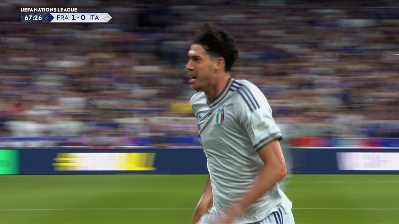 Italy's Alessandro Bastoni scores goal to tie up game against France