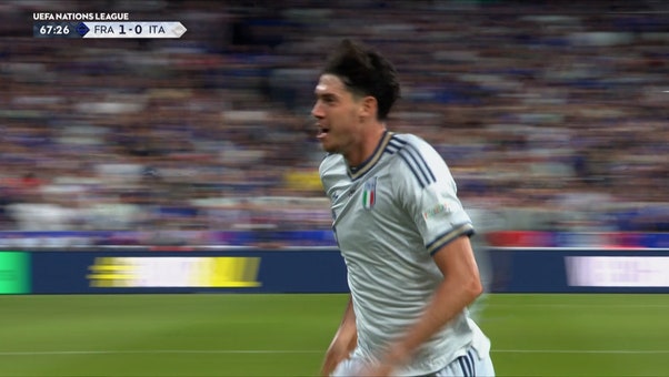 Italy's Alessandro Bastoni scores goal to tie up game against France