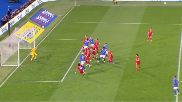 Italy's Riccardo Calafiori heads home set piece cross to retake lead against Türkiye