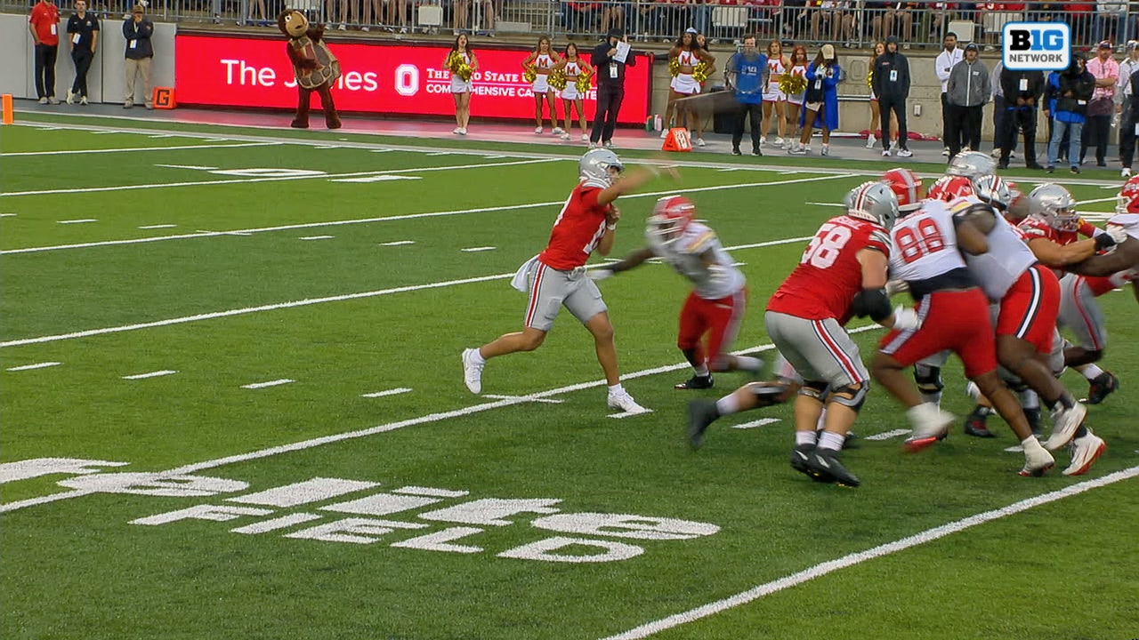 Julian Sayin links up with Nate Roberts for 68-yard TD, extending Ohio State's lead over Maryland