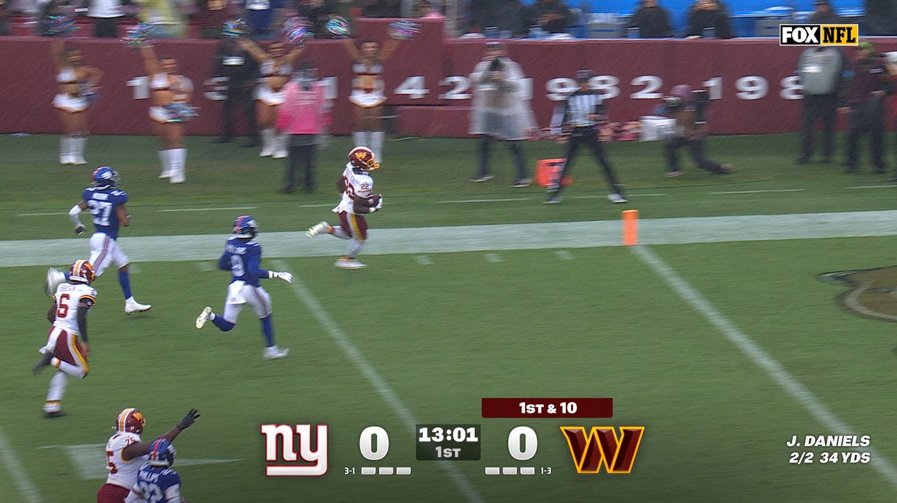 Jacory Croskey-Merritt breaks loose for 33-yard TD, giving Commanders early lead over Giants | NFL Highlights