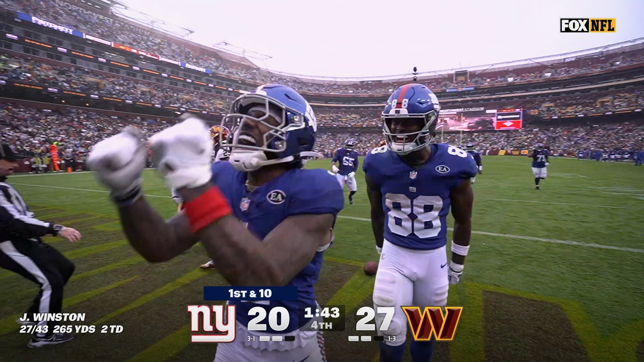 Giants' Jameis Winston finds Malik Nabers for 17-yard TD to tie game late in 4th quarter vs Commanders | NFL Highlights