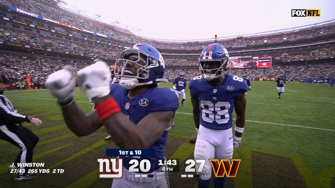 Giants' Jameis Winston finds Malik Nabers for 17-yard TD to tie game late in 4th quarter vs Commanders | NFL Highlights