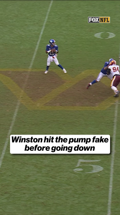 Jameis Winston does the pump fake before going down!