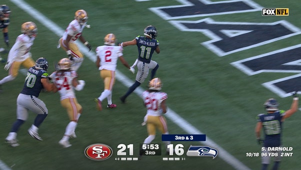Sam Darnold finds Jaxon Smith-Njigba for 16-yard catch-and-run TD, giving Seahawks lead over 49ers | NFL Highlights