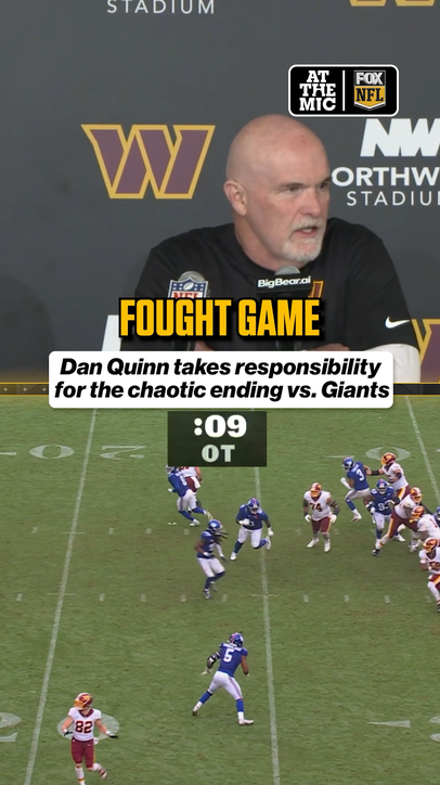 Dan Quinn puts the blame on himself after Washington's late-game clock management issues resulted in a tie against the Giants