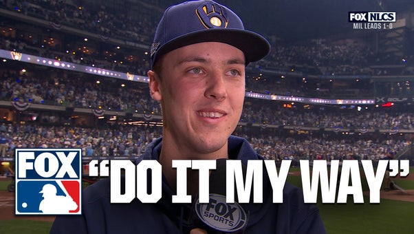 Jacob Misiorowski reacts to Brewers’ Game 1 win over Dodgers in NLCS