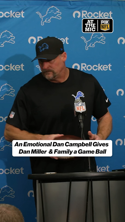 Dan Campbell gives a game ball to Dan Miller and his family 😭.....