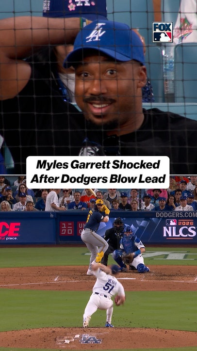 Myles Garrett reacts to Dodgers blowing lead