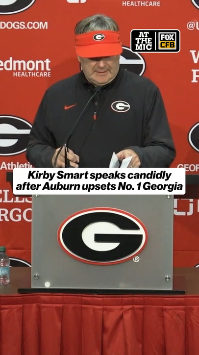 Georgia head coach, Kirby Smart, reacts after their loss to Auburn
