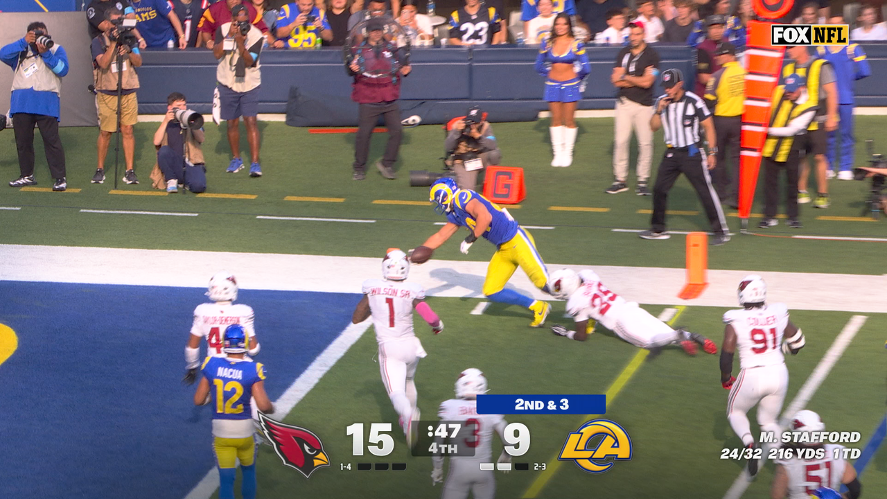 Ram's Matthew Stafford connects with Colby Parkinson for 6-yd TD pass giving late lead over Cardinals | NFL Highlights